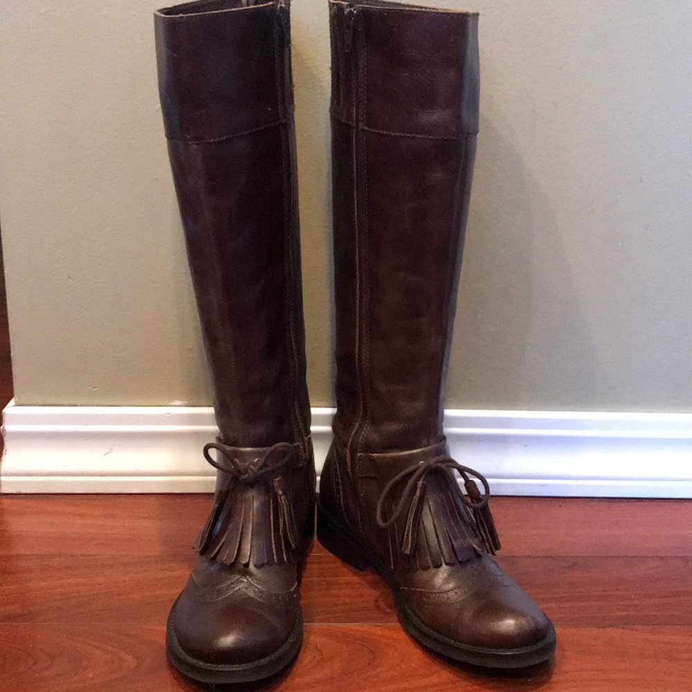 Matisse leather riding boots with tassel detail